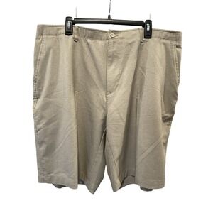 Bolle Tech Bermuda Golf Shorts Men's 40 Waist Khaki Tan Flat Front Pockets